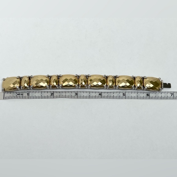 David Yurman Diamond Chatelaine Linear Bracelet .925/18K Yellow Gold $3650 - Picture 8 of 9